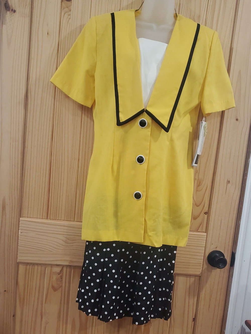 Vintage Nwt 80s Positive Attitude Yellow Sailor-Style 2 Piece Suit